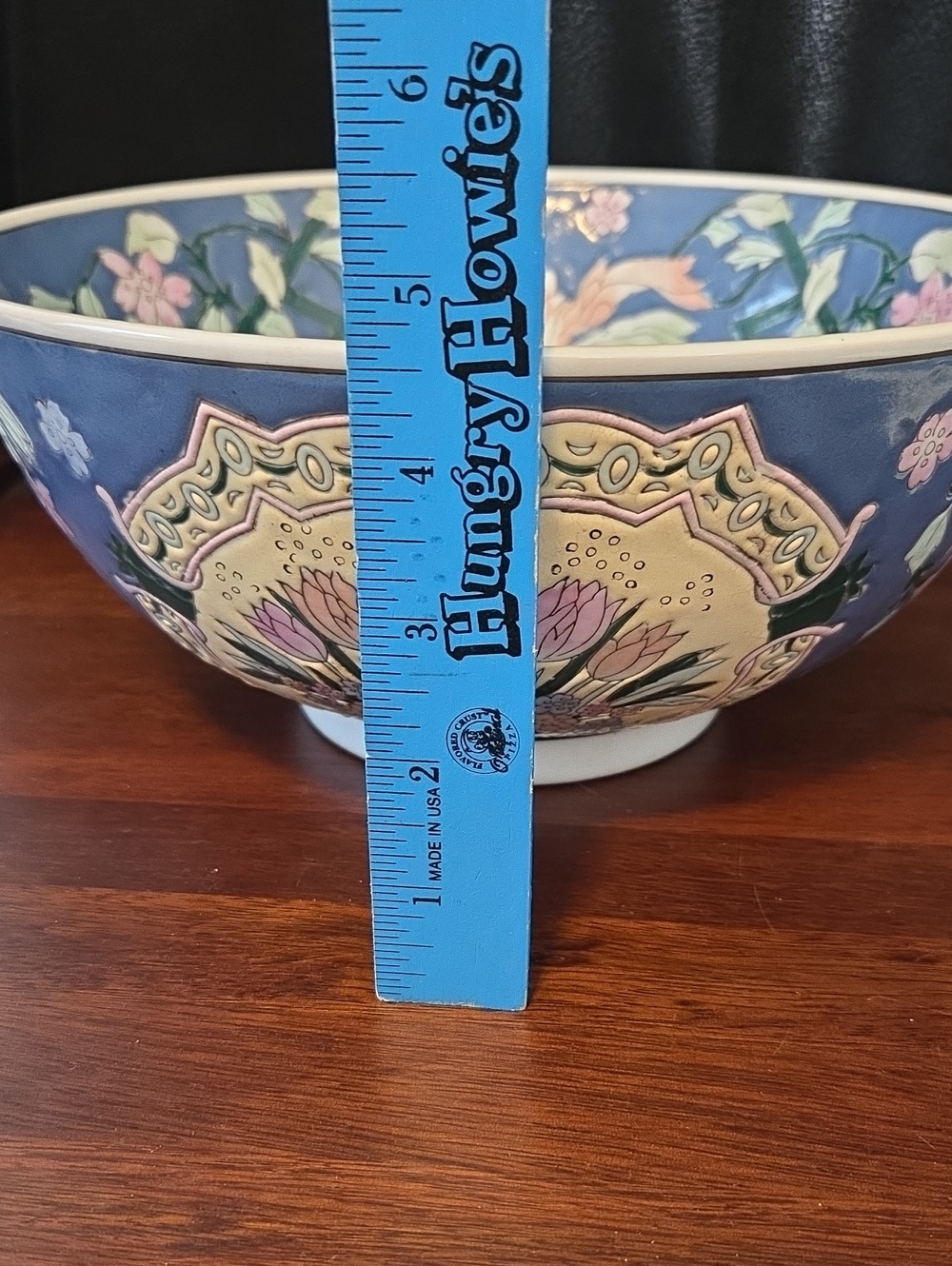 Vintage WBI  Handpainted Oriental CHINOISERE Decorative Floral LG Porcelain Bowl - Picture 6 of 7